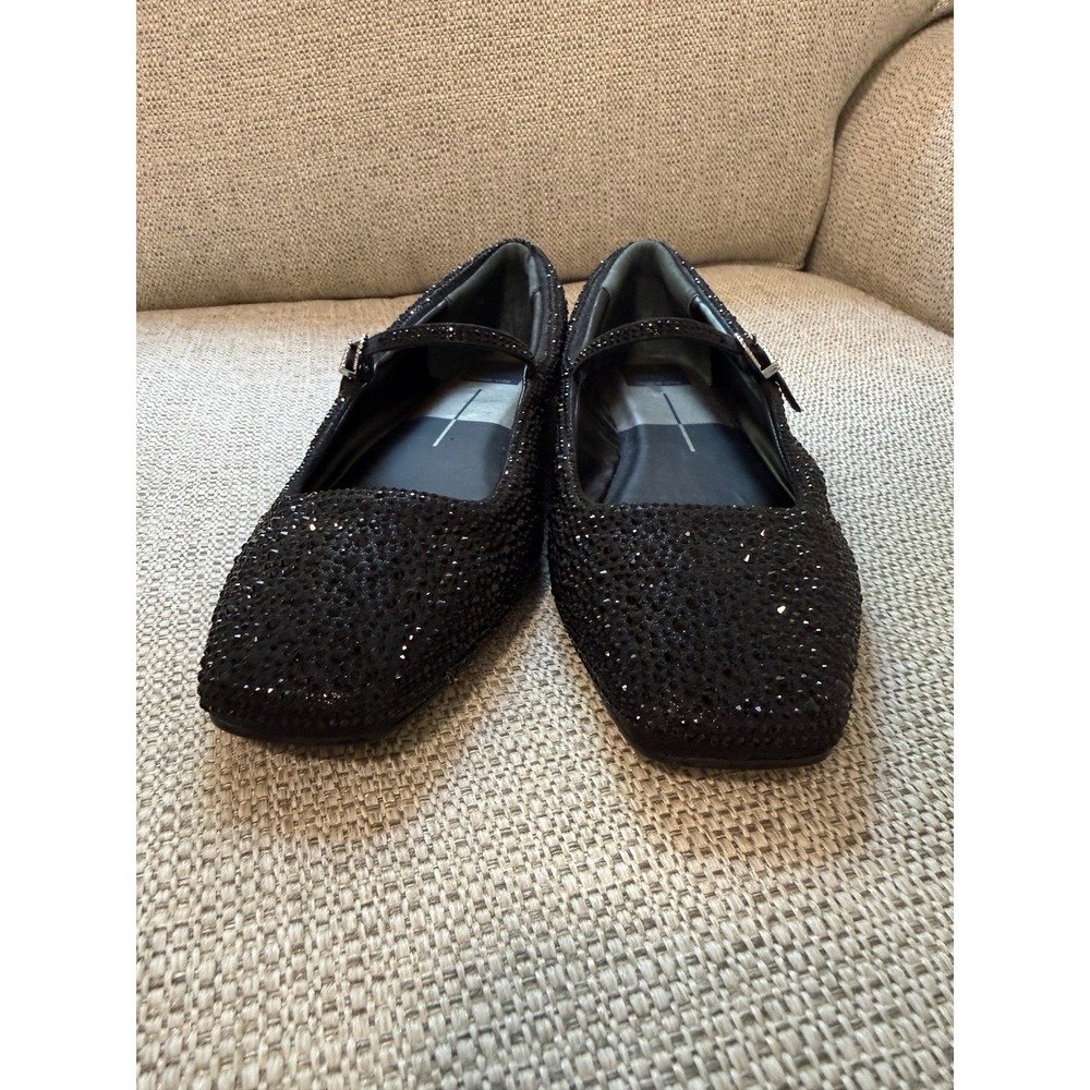 Dolce Vita Reyes Black Metallic Crystal Square Toe Mary Jane Flats - Picture 4 of 10